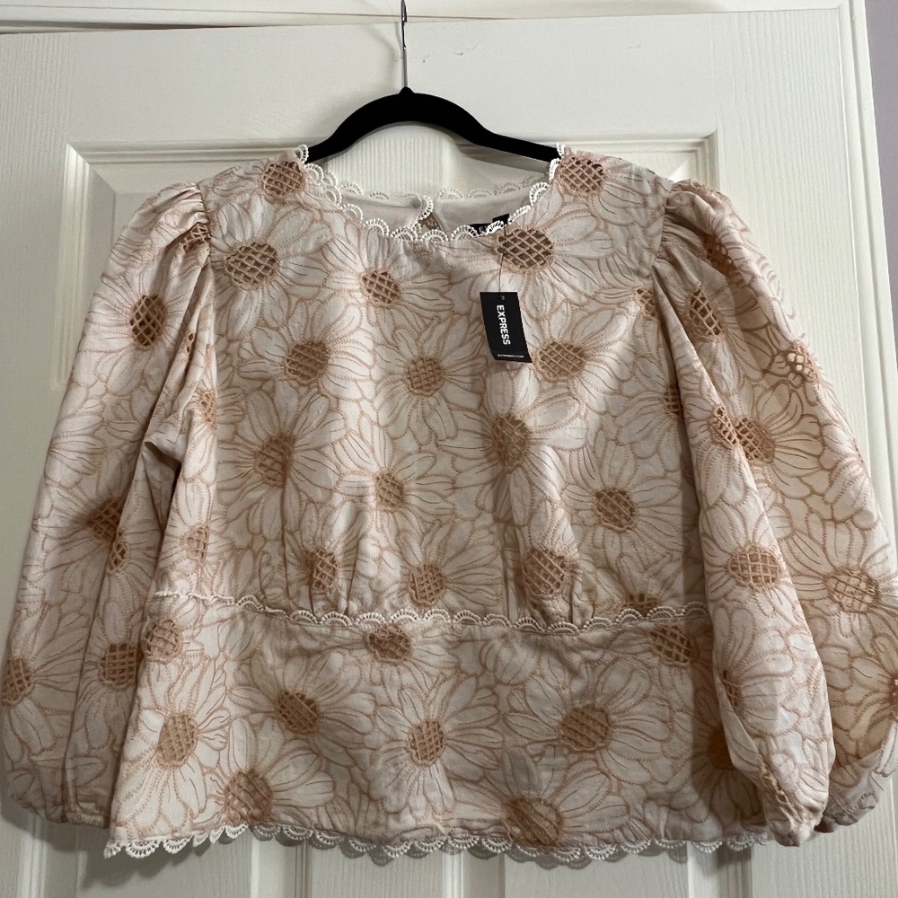 Express embroidered eyelet open back top